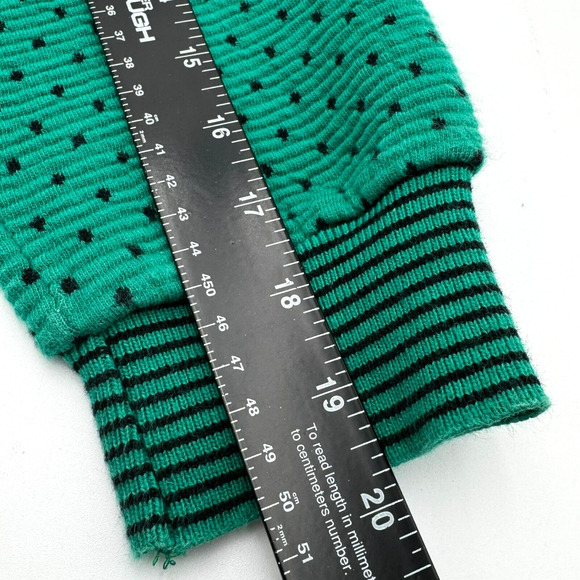 NEIMAN MARCUS Women's Small Vintage Kelly Green Polka Dot Oversized Long Sweater - Picture 7 of 7
